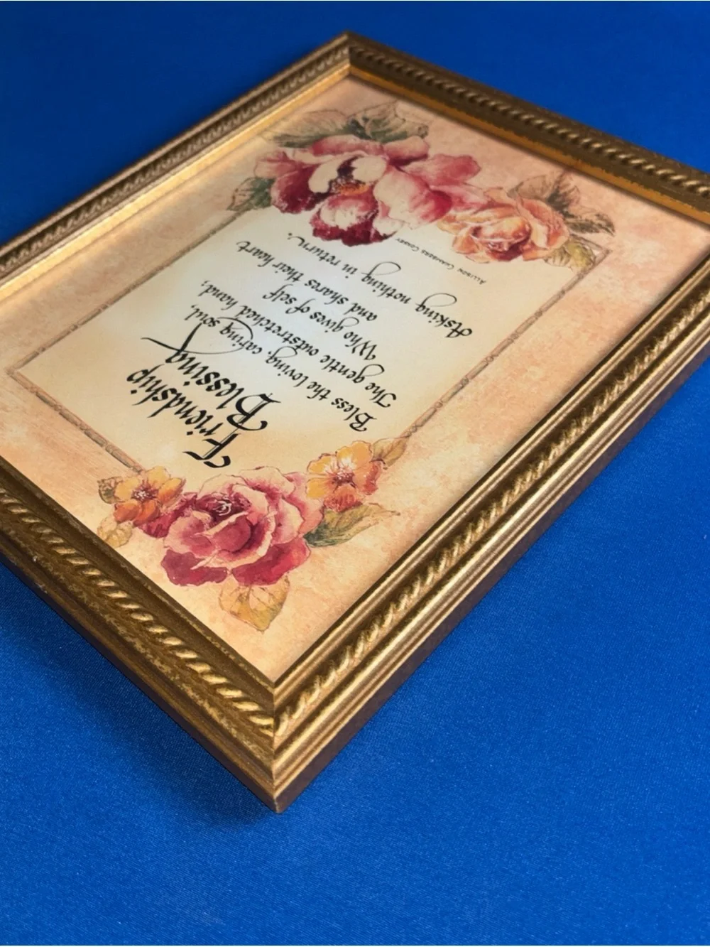 Vintage Friendship Blessing Frame Floral Print by Allison Chambers 2003 USA